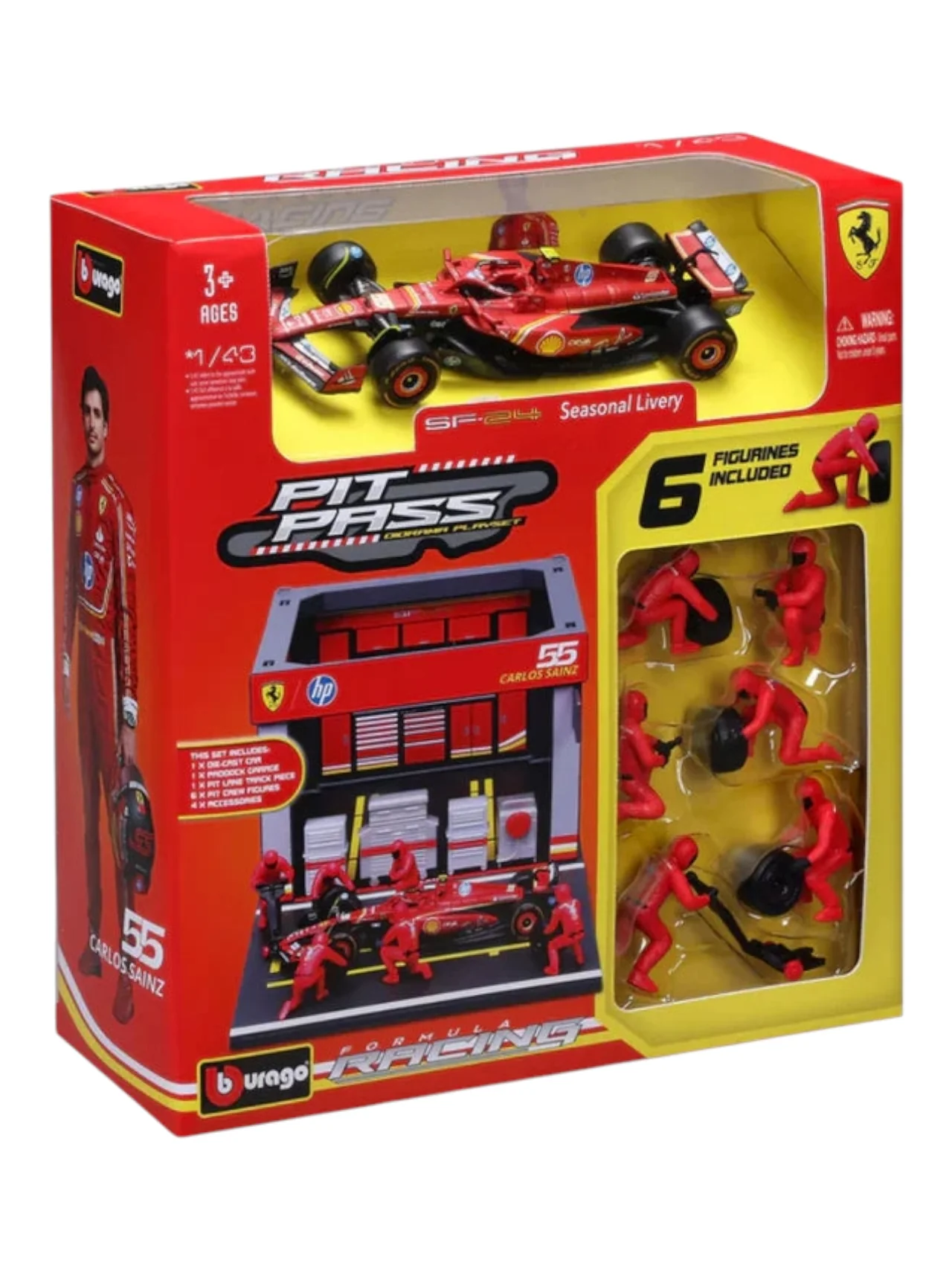 Bburago 2024 formula 1 (f1) pit pass Carlos sainz no 55 1:43 scale (6 figurines included) - Image 7