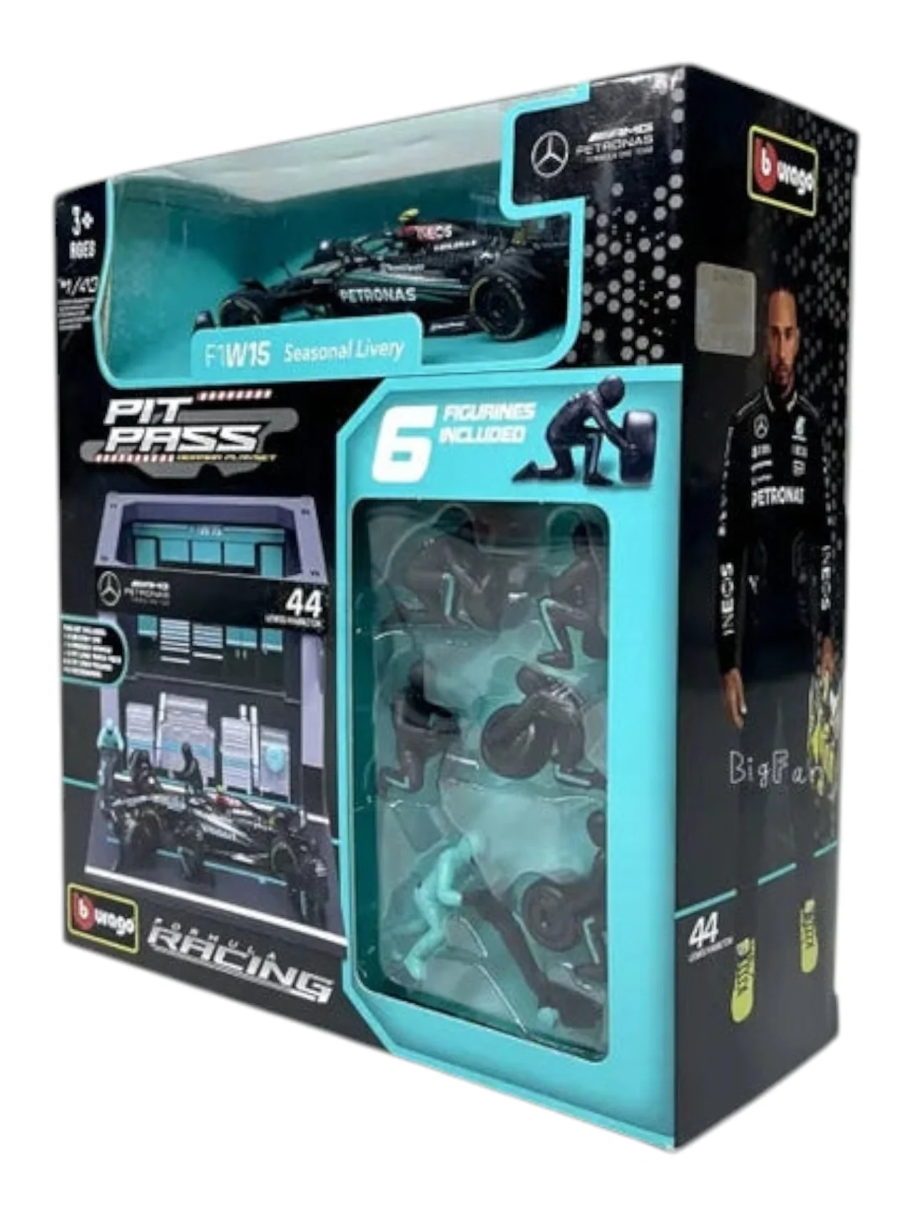 Bburago 2024 formula 1 (f1) pit pass lewis Hamilton no 44 1:43 scale 6 figurines included) - Image 6