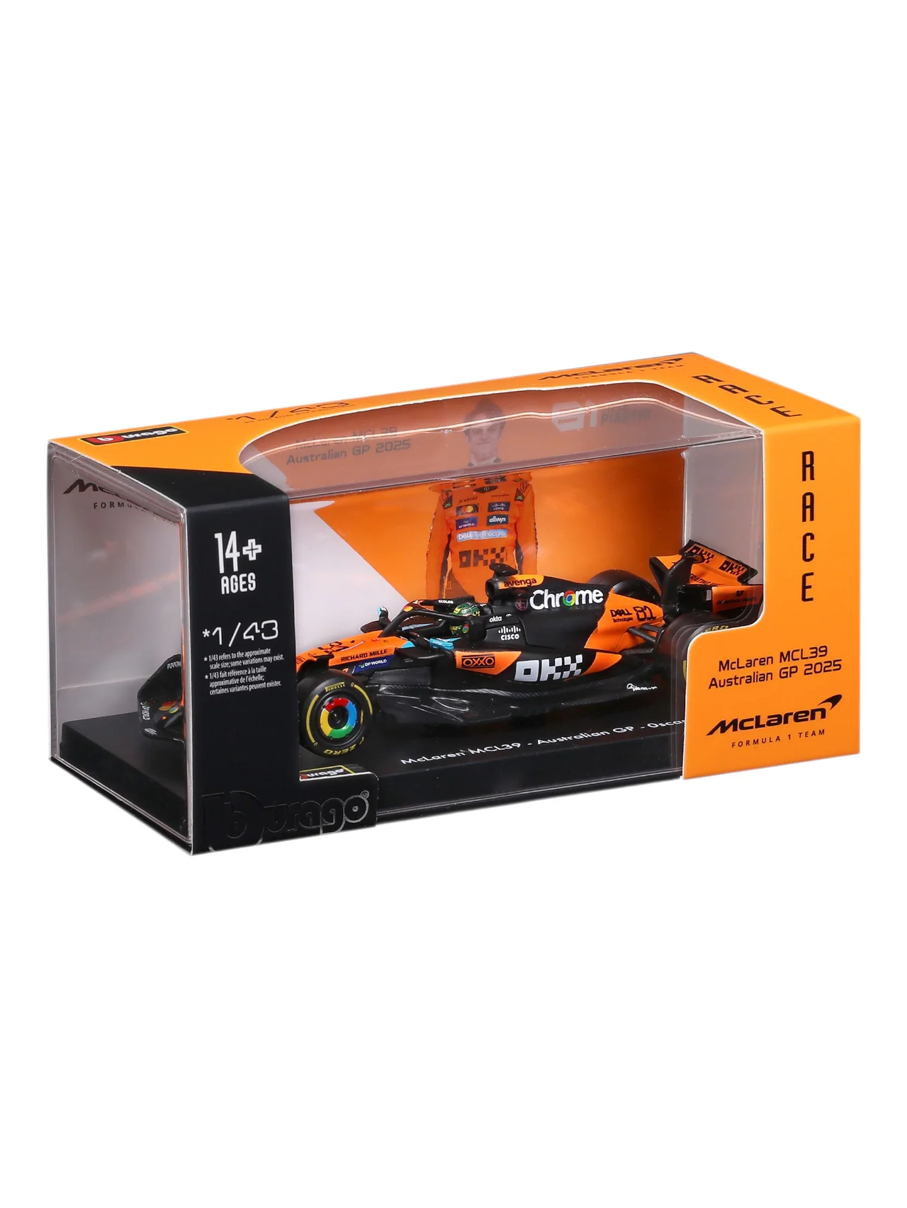 Bburago 2025 formula 1 (f1) Mclaren MCL39 Australian gp Oscar Piastri 1:43 Scale #18-38248p