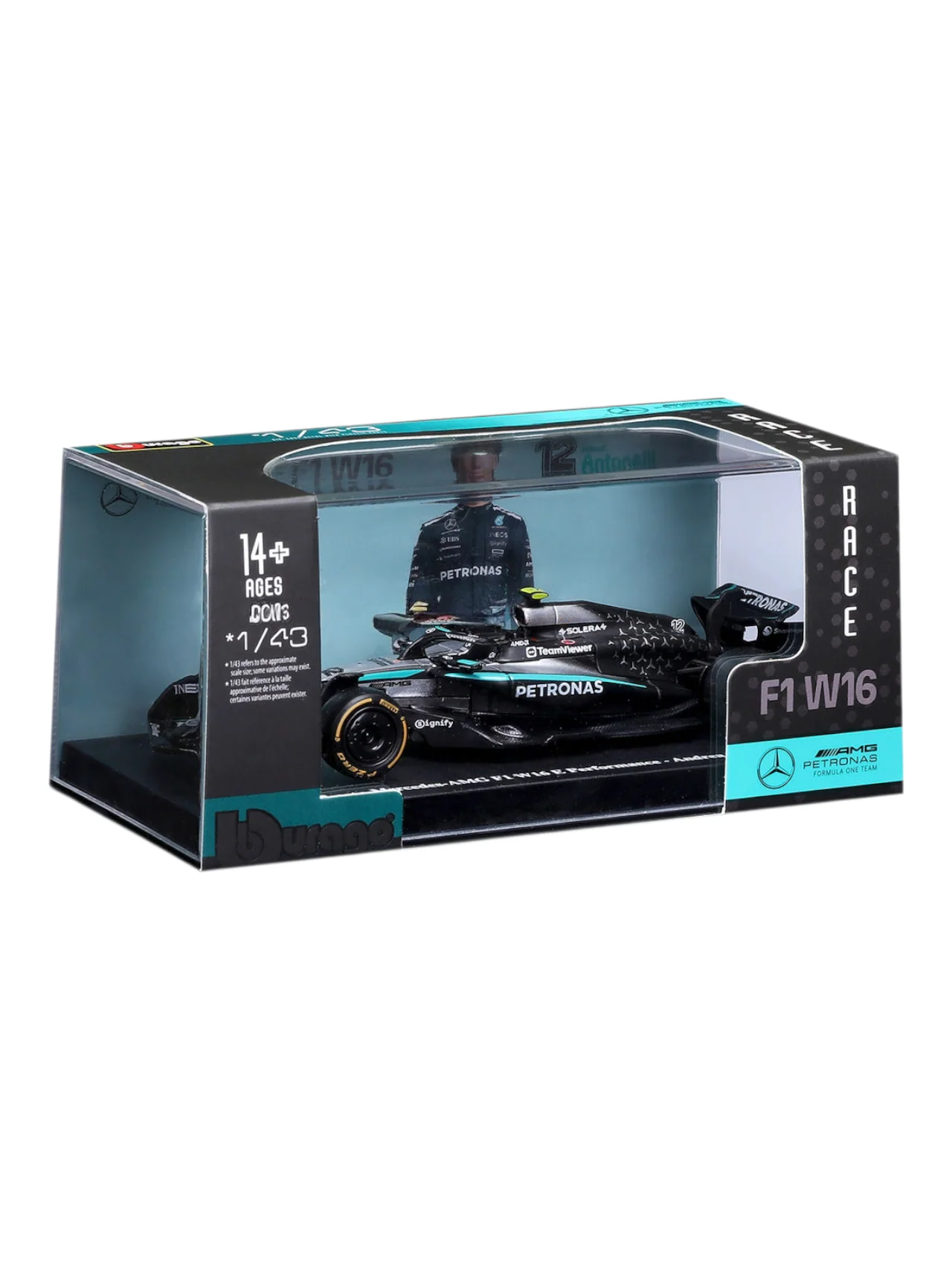 Bburago 2025 formula 1 ( f1 ) Mercedes amg f1 w16 E Performance andrea kimi Antonelli 1:43 Scale #18-38237A - Image 3