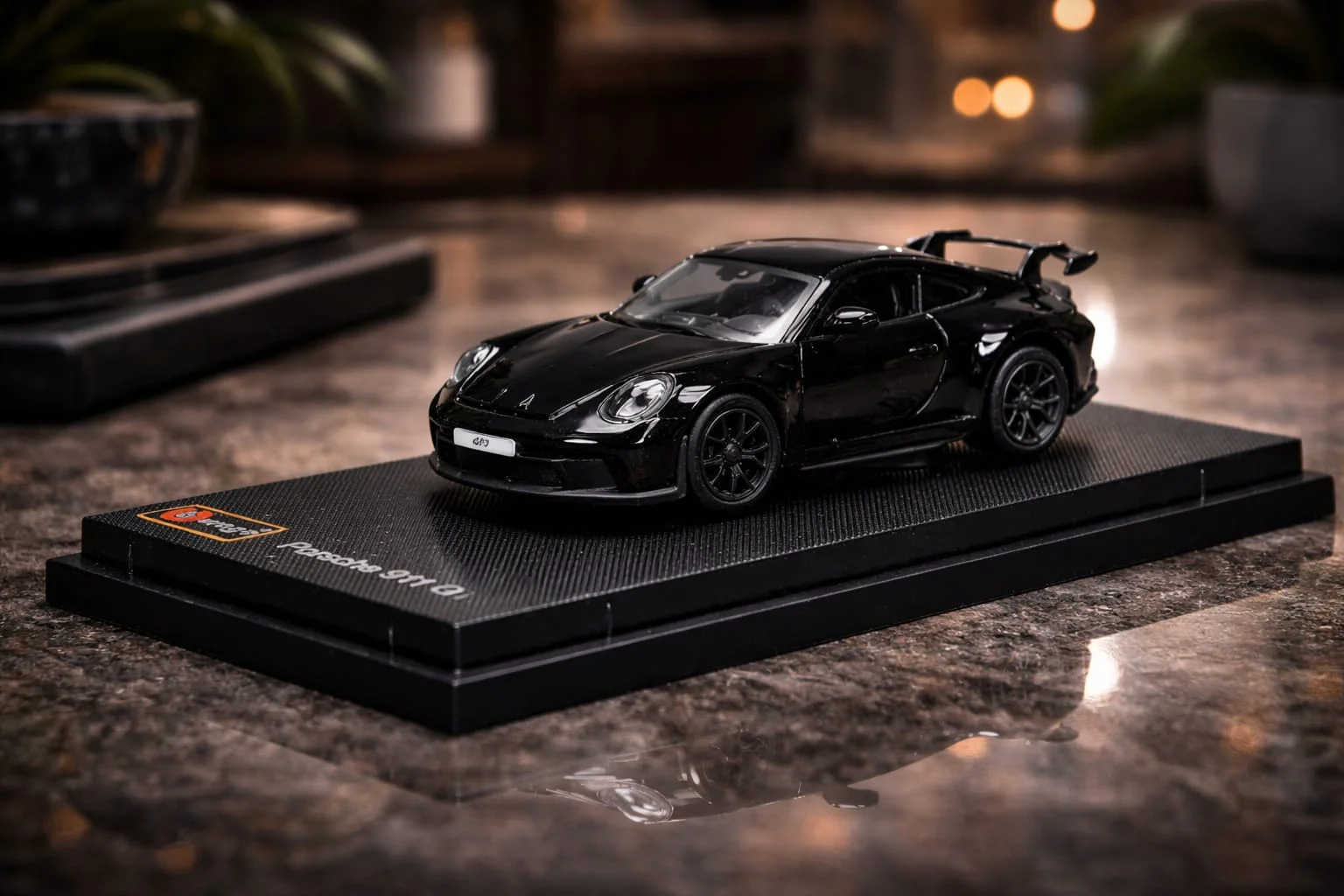 Bburago Porsche 911 GT3 Luxury Black Sports Car Die-cast Model 1:64 Scale 28-24938BK - Image 3