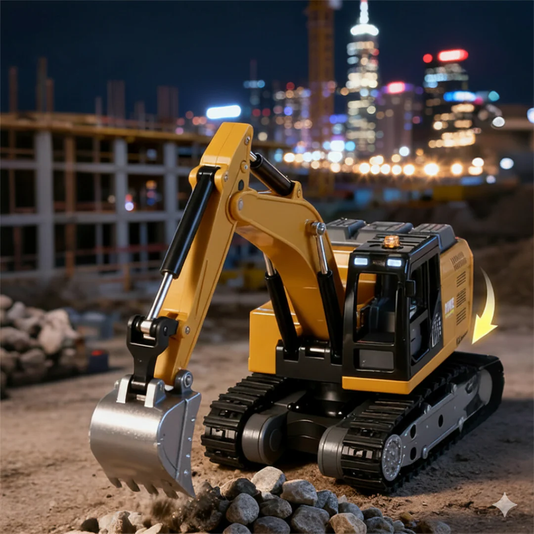Engineering Remote Control Excavator toy (RC) Realistic Alloy 1:64 Scale - Image 6