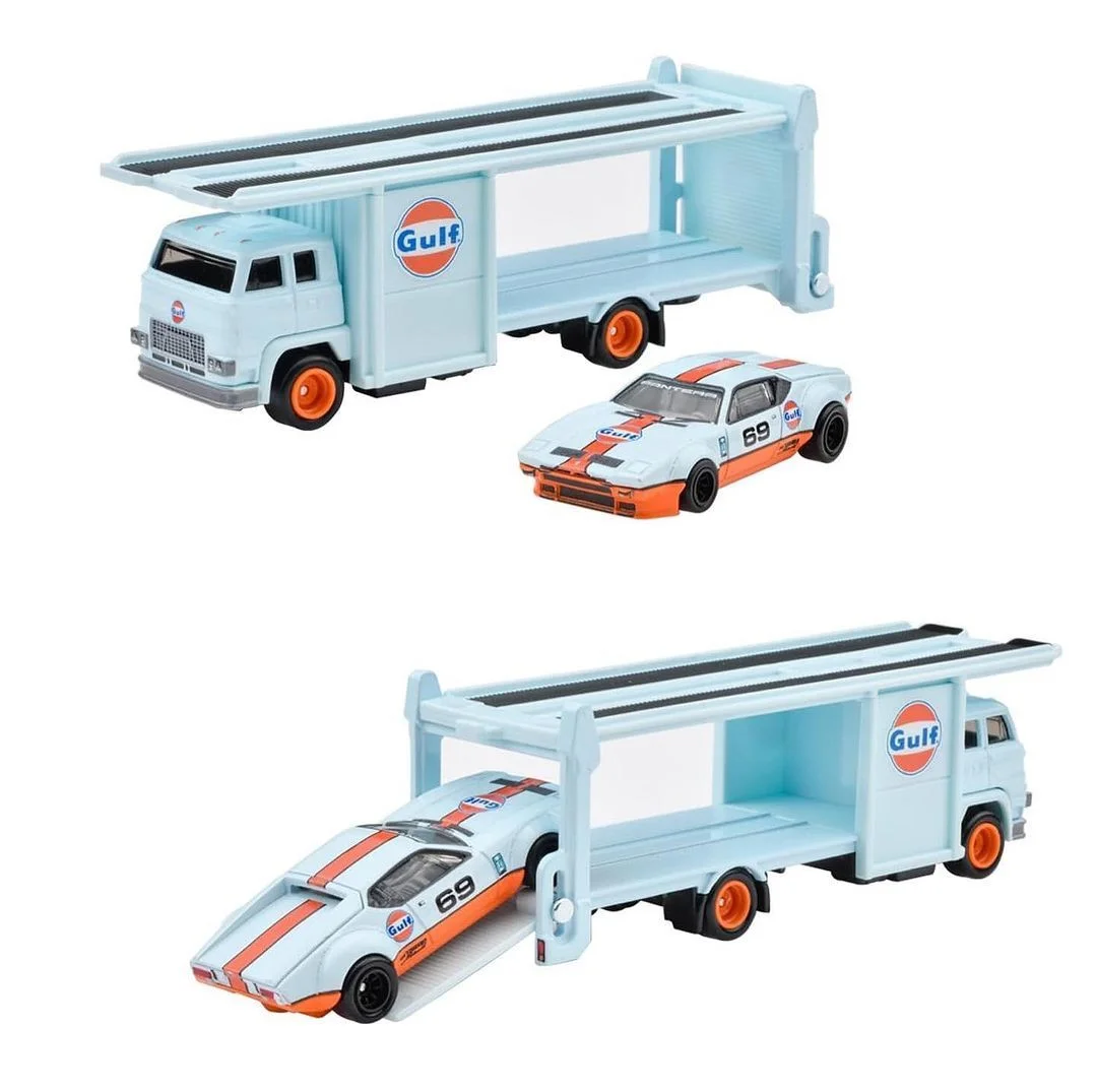 Hotwheels Gulf De Tomaso Pantera Gruppo 4 & Second Story Lorry imported team transport 1:64 Scale - Image 2