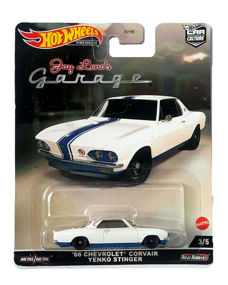 HotWheels Jay Leno's Garage '66 Chevrolet Corvair Yenko Stinger - White / Blue
