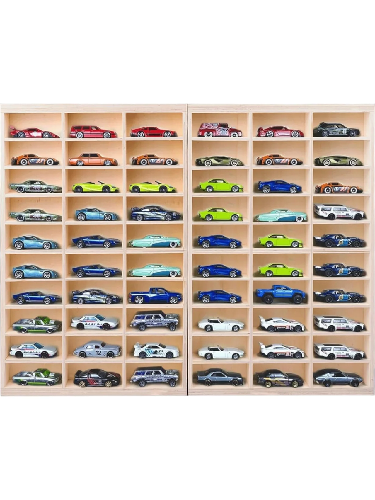 Foldable Wooden 60 Compartment Car Storage Case With Acrylic Cover for 1:64 Scale - Image 3