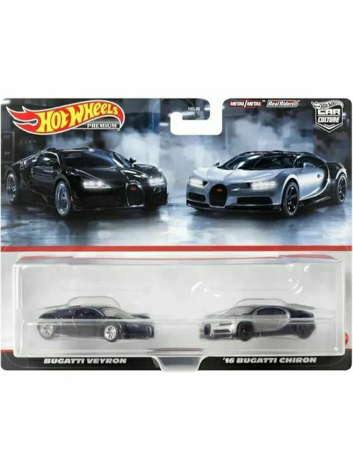 Hotwheels Bugatti Veyron and 16 Bugatti Chiron 2 pack team transport imported collection 1:64 scale