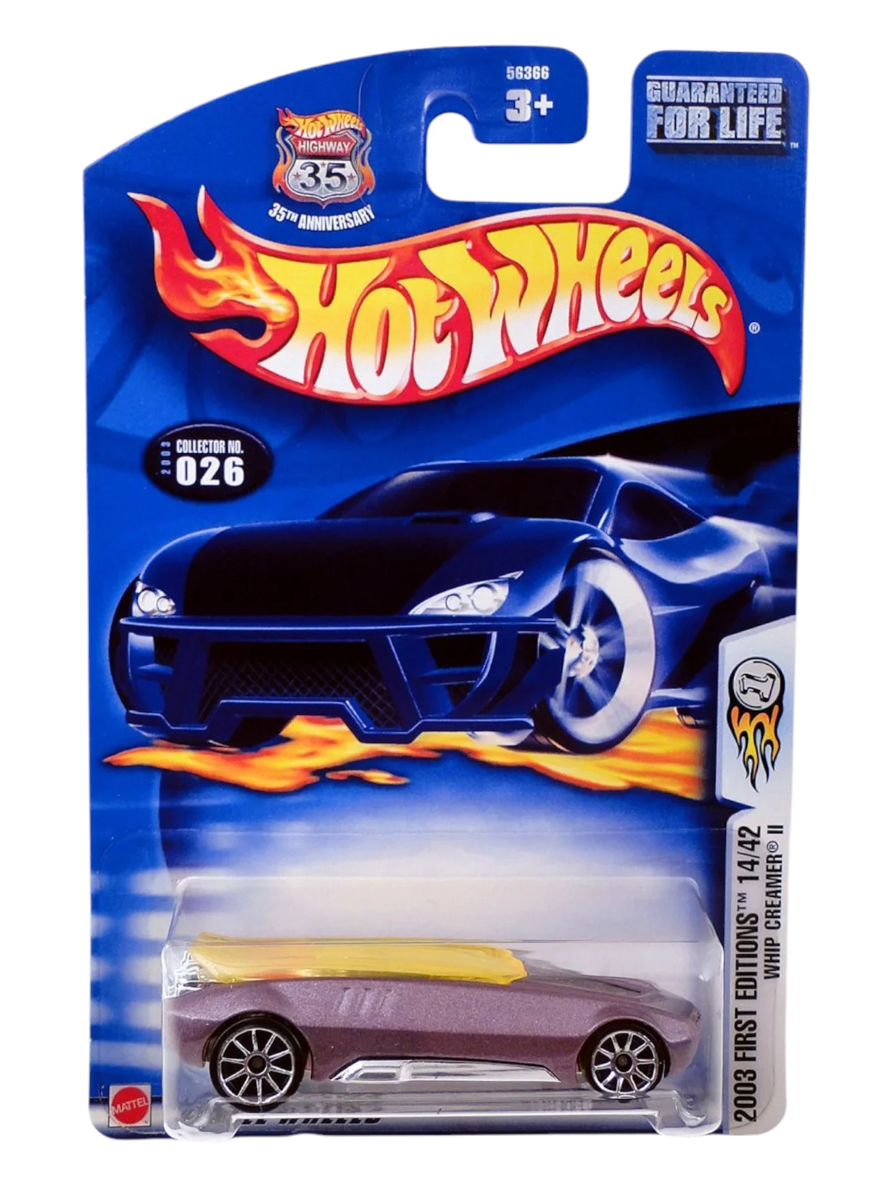 HotWheels 2003 First Editions Whip Creamer Collector No-026 Imported Mainline 1:64 Scale (blister damaged)