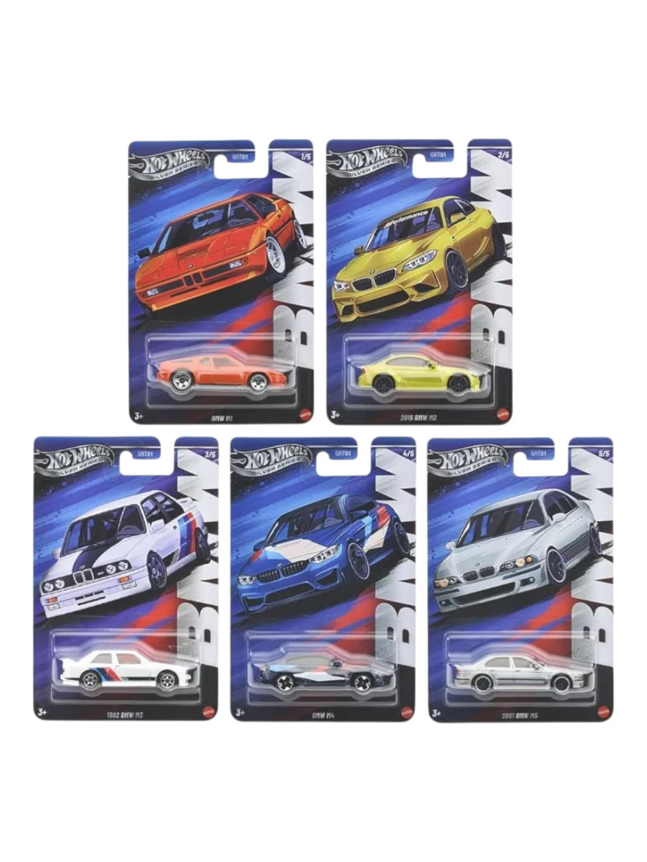 HotWheels Silver Series BMW Set of 5 Imported Mainline Card Art 1:64 Scale