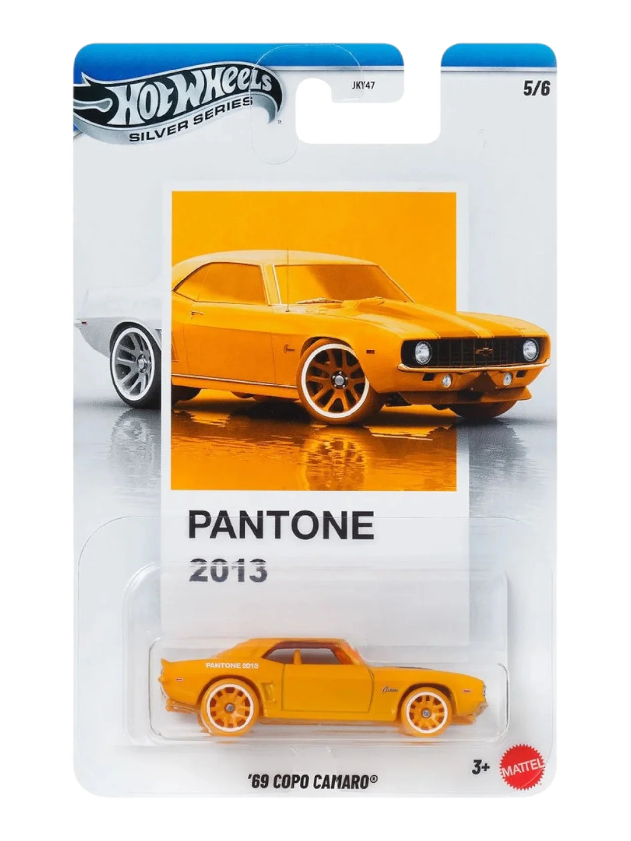 HotWheels Silver Series Pantone Sunset Race 69 Copo Camaro Imported Mainline Card Art 1:64 Scale