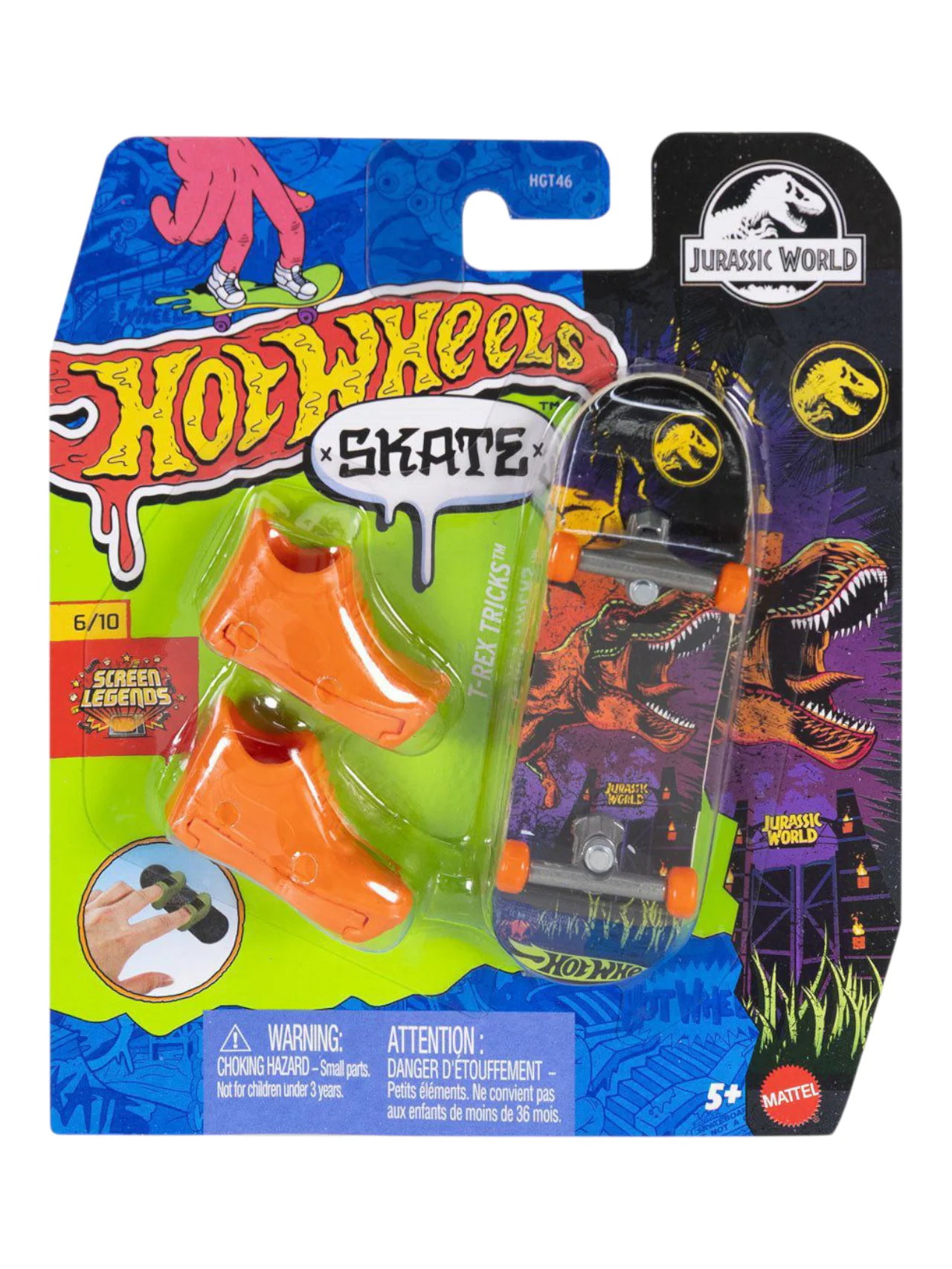 HotWheels Skate Jurassic World T-Rex Tricks Fingerboard and Skate Shoes