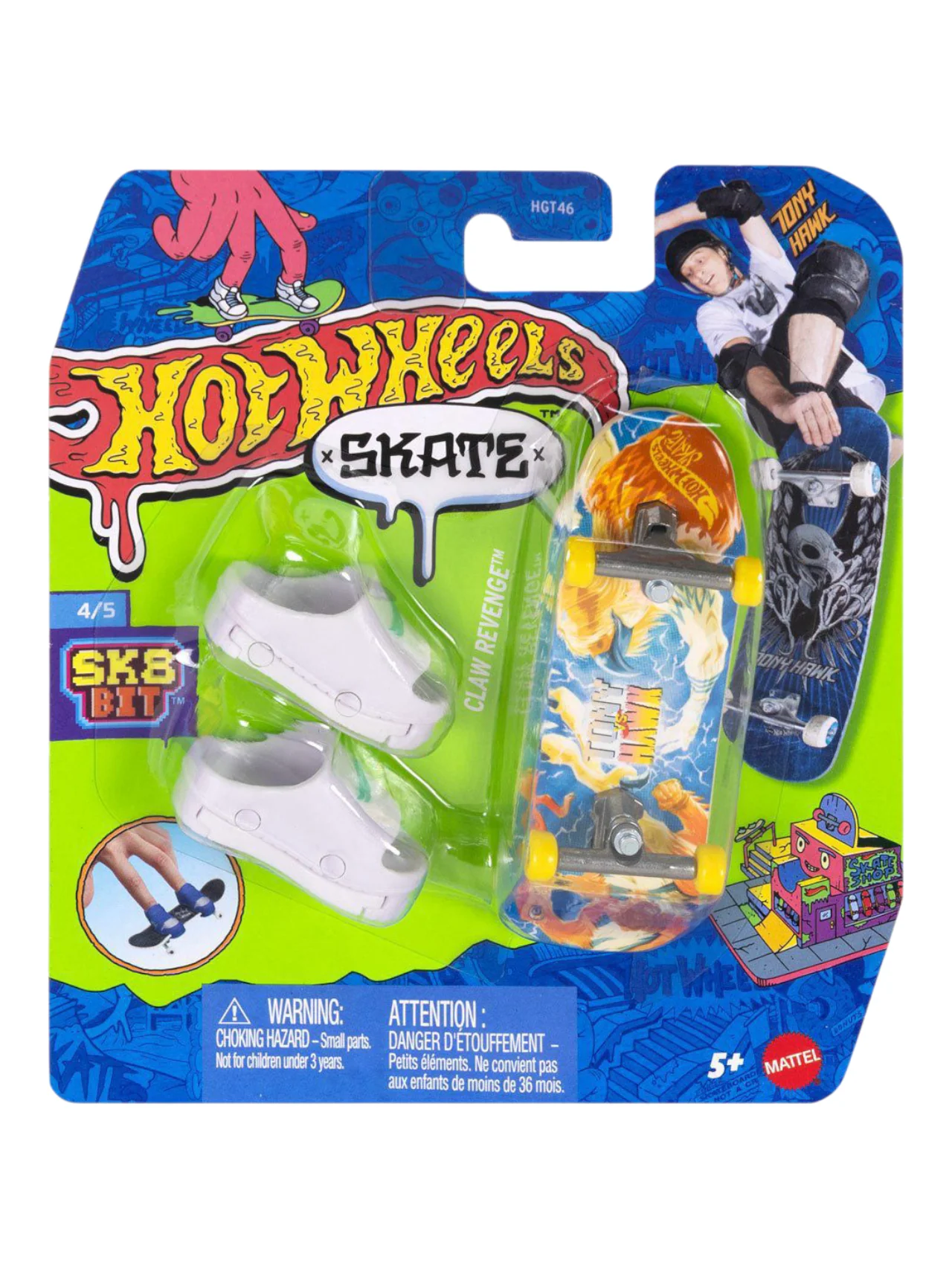 HotWheels Skate Tony Hawk Claw Revenge Fingerboard and Skate Shoes
