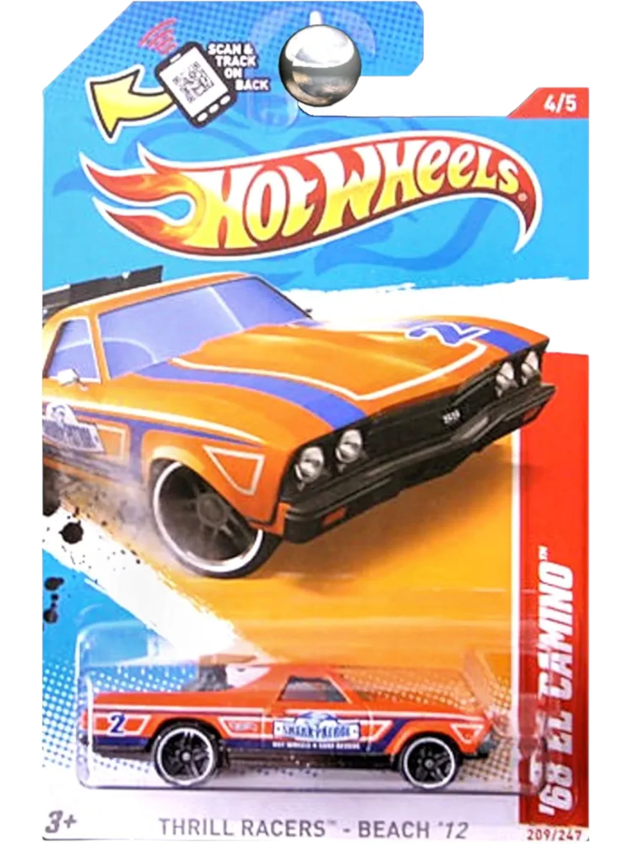 Hotwheels 68 EL Camino Imported Mainline CardArt 1:64 Scale V5513-07A1