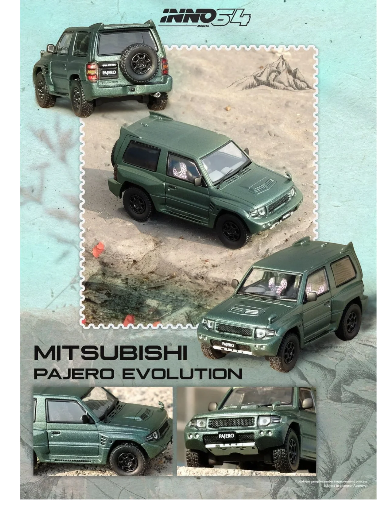 Inno64 Mitsubishi Pajero Evolution Diecast 1:64 Scale (With Acrylic Case) - Image 2
