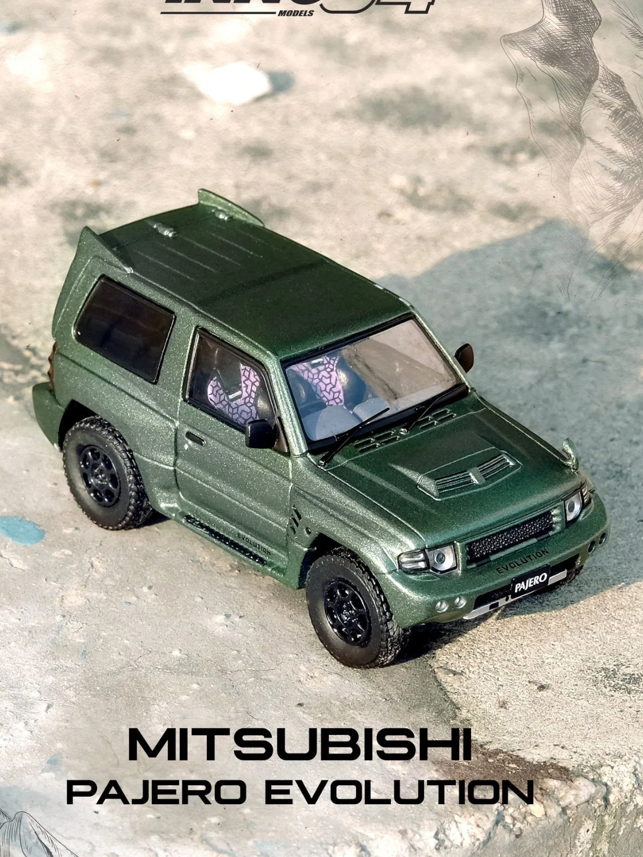 Inno64 Mitsubishi Pajero Evolution Diecast 1:64 Scale (With Acrylic Case) - Image 5