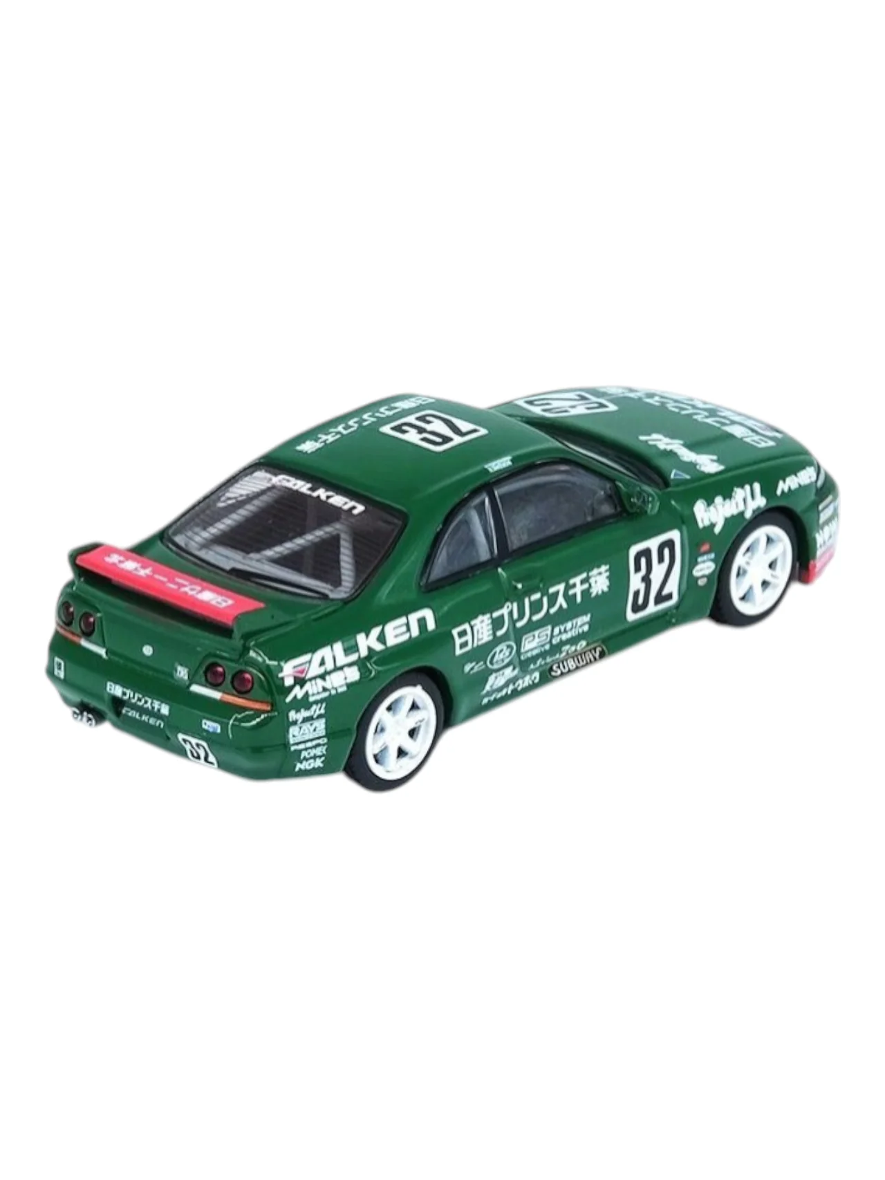 Inno64 Nissan Skyline GT-R (R33) #32 "Prince Chiba Falken" Tokachi 24H 1996 Diecast 1:64 Scale (With Acrylic Case) - Image 4
