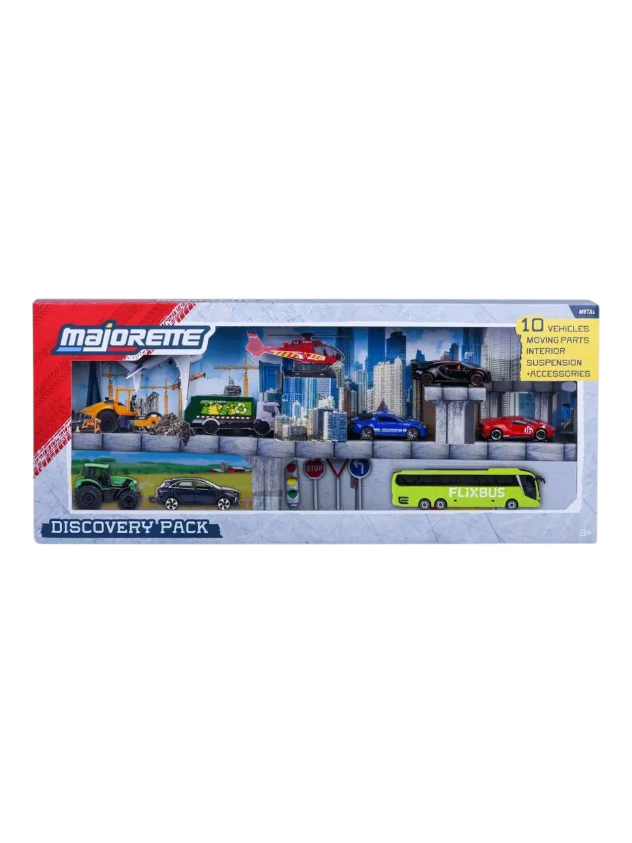 Majorette: Discovery Pack - Play Set - 10 Vehicles/ Moving Parts/ Interior/ Suspension/ +Accessories - Image 2