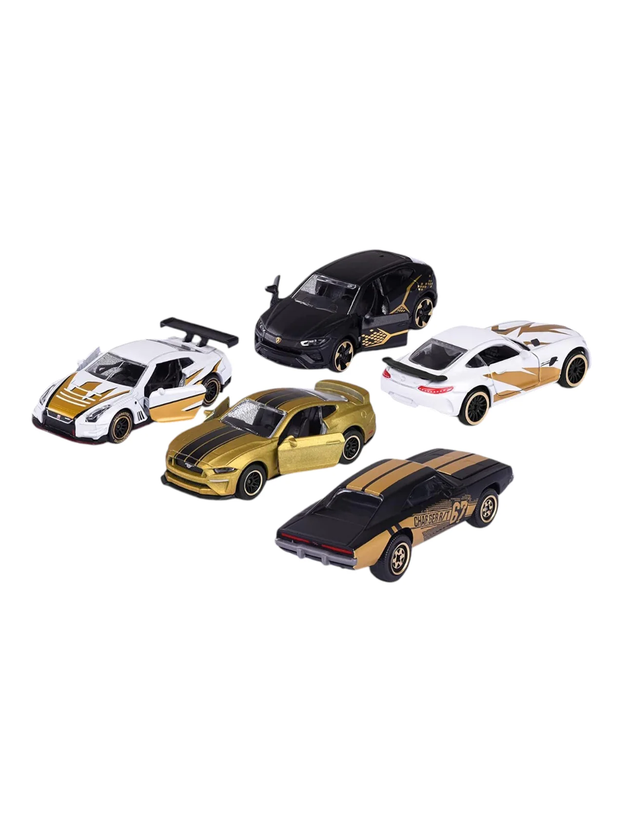 Majorette Limited Edition Gift Pack Series 9 1:64 Scale (Includes Dodge Charger R/T,Exclusive GT-R Nismo GT3,Ford Mustang GT, Exclusive Mercedes-AMG GT R, Lamborghini Urus) - Image 2
