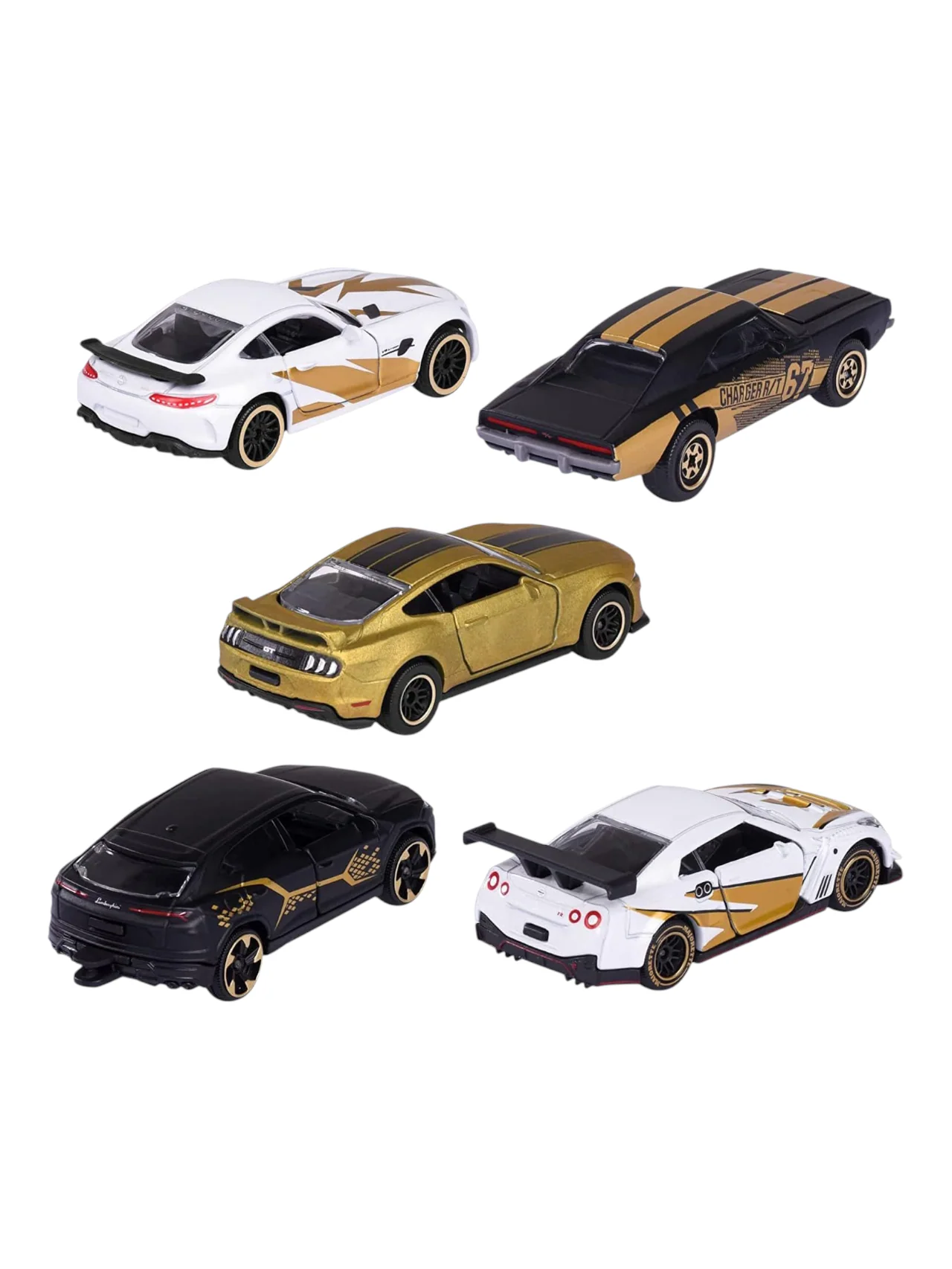 Majorette Limited Edition Gift Pack Series 9 1:64 Scale (Includes Dodge Charger R/T,Exclusive GT-R Nismo GT3,Ford Mustang GT, Exclusive Mercedes-AMG GT R, Lamborghini Urus) - Image 3