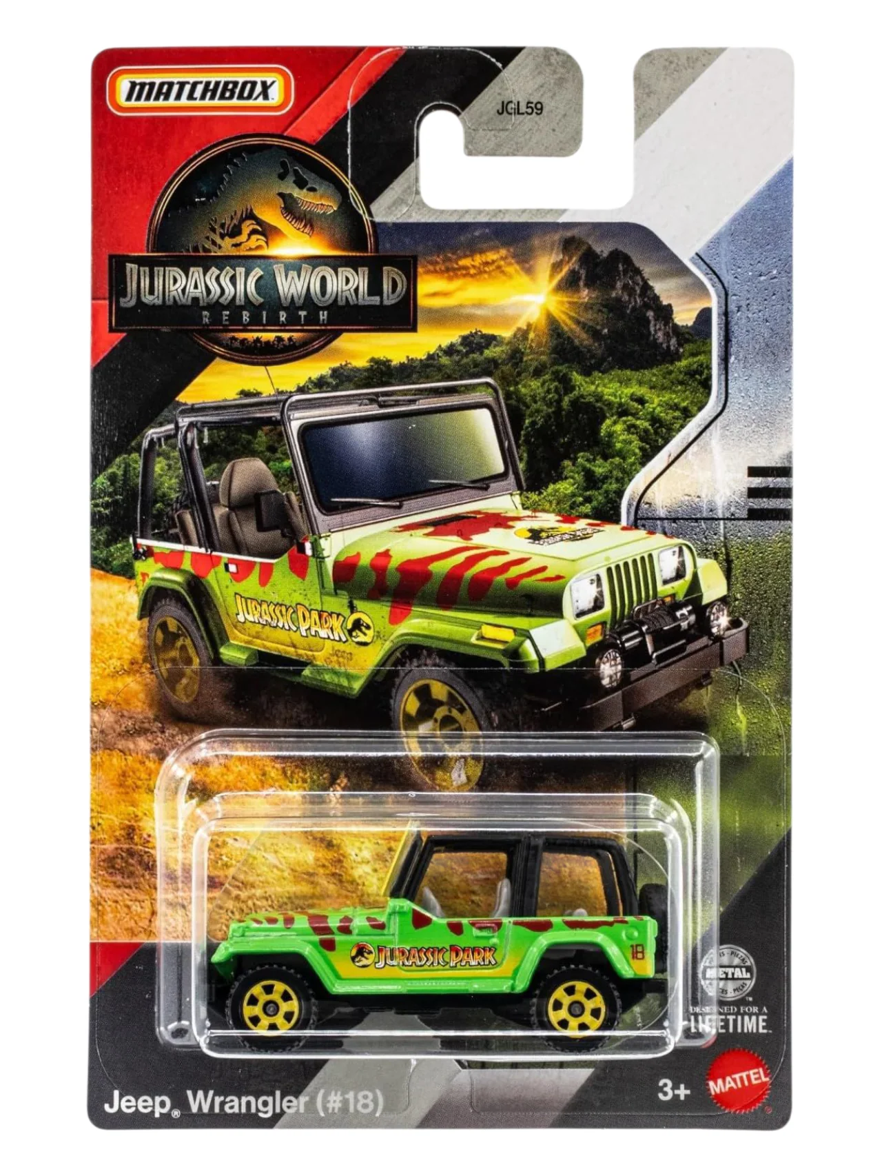Matchbox Jurassic World Rebirth Jeep Wrangler (#18) Imported Mainline 1:64 Scale