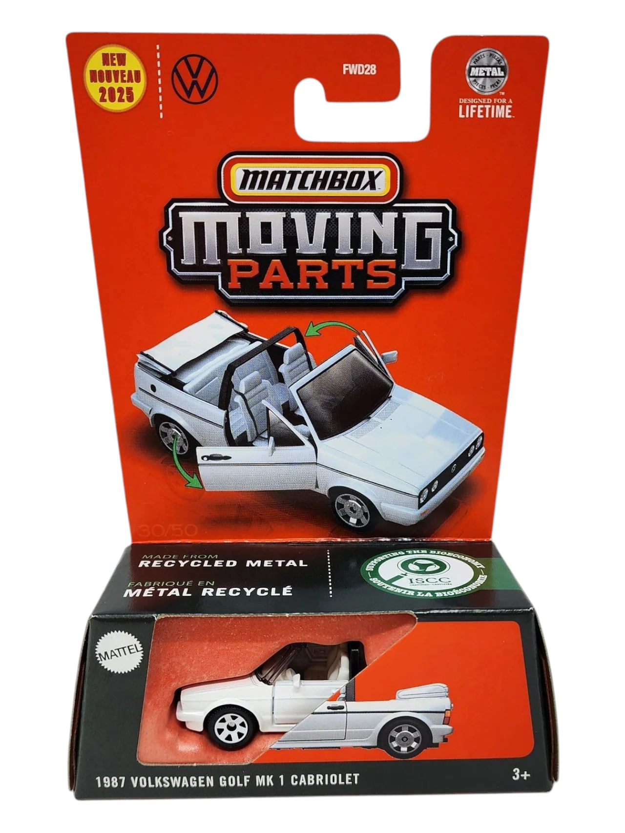 Matchbox Moving Parts 1987 Volkswagen Golf MK7 1 Cabriolet Imported Mainline 1:64 Scale