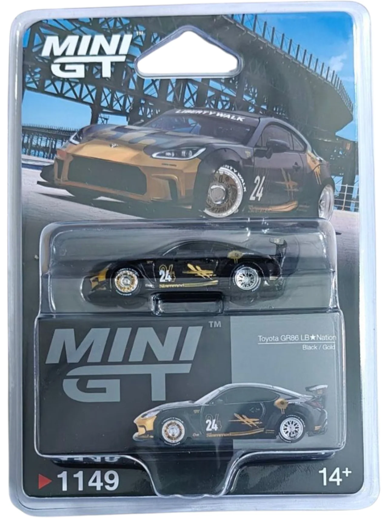 Mini GT #1149: Toyota GR86 LB★Nation Black / Gold - Image 5