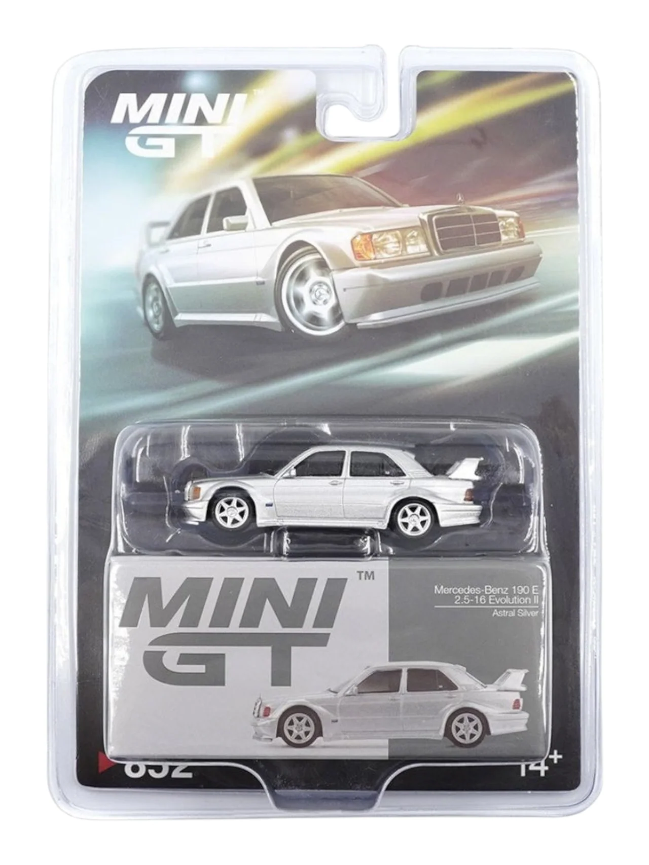 Mini GT 852: Mercedes-Benz 190E 2.5-16 Evolution II Astral Silver 1:64 Scale - Image 2