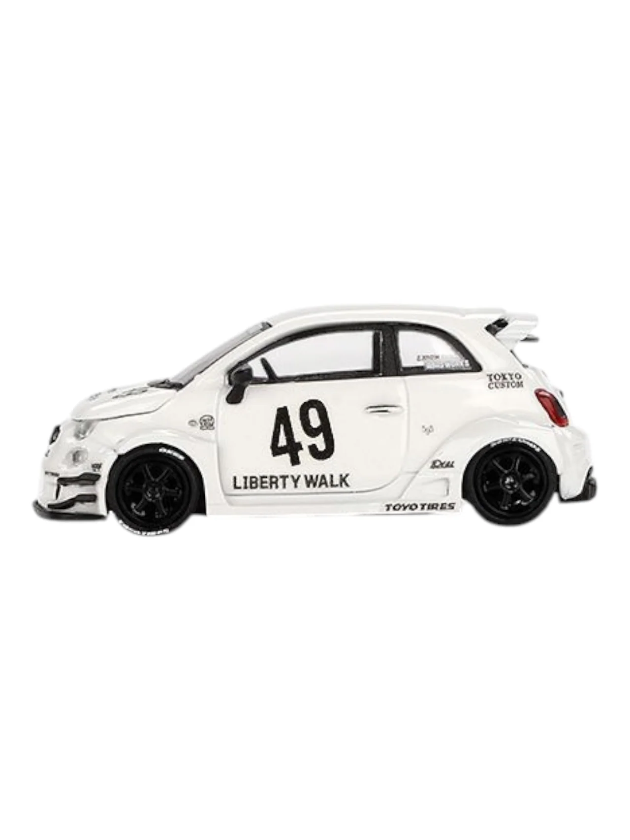 Mini GT LB-Works x Abas Works Abarth 595 Gara White 1:64 Scale - Image 4