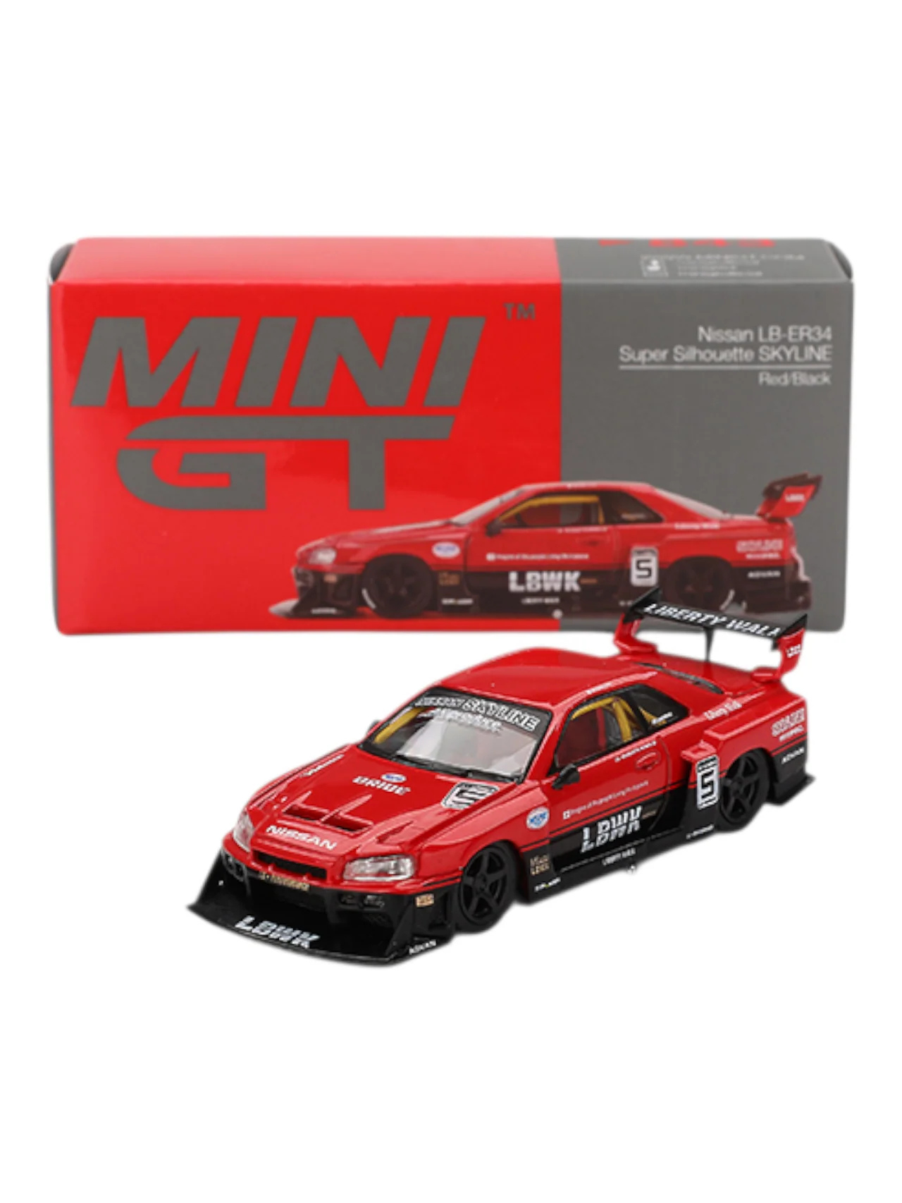 Mini GT Nissan LB-ER34 Super Silhouette Skyline (Red/Black) 1:64 Scale