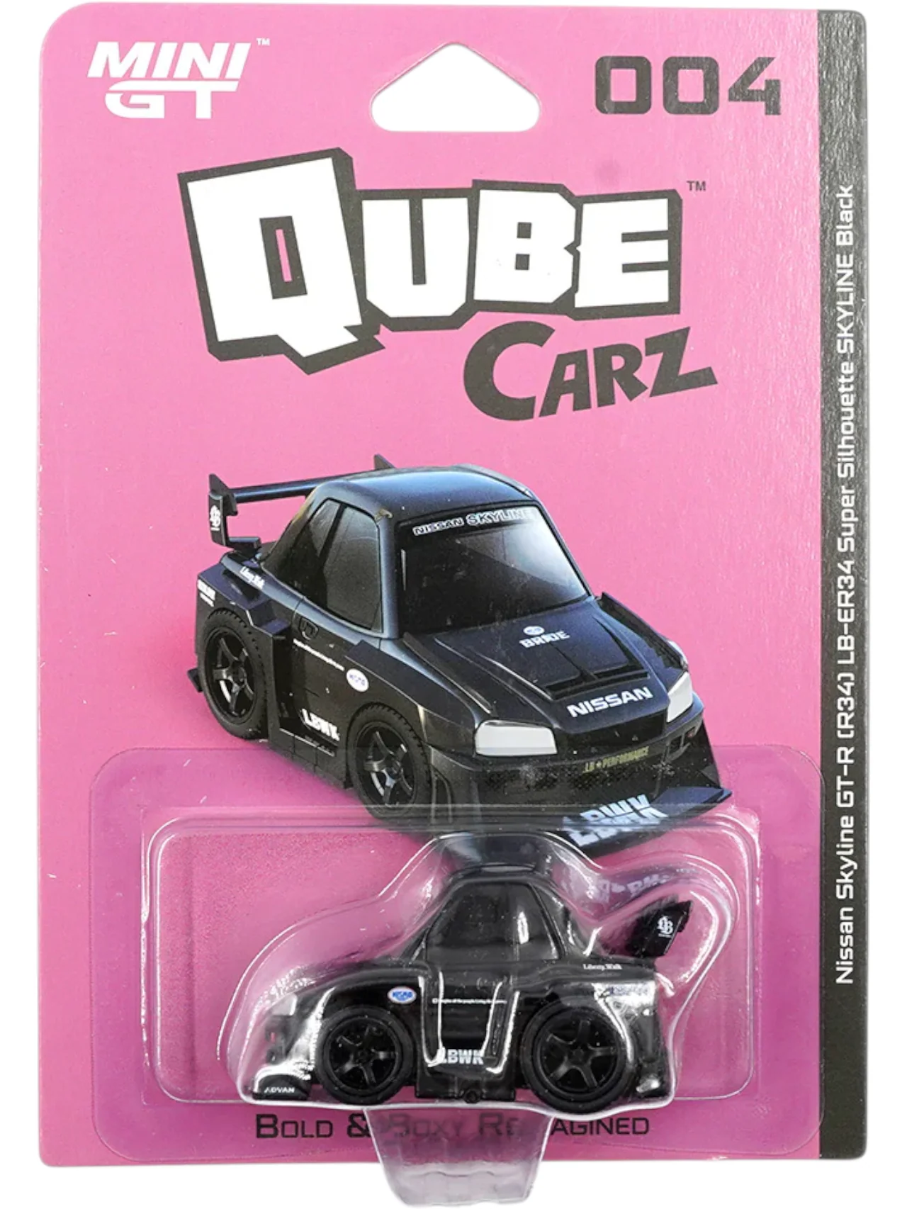 MINI GT QUBE CARZ NISSAN SKYLINE GT-R (R34) LB-ER34 SUPER SILHOUETTE SKYLINE BLACK 1:64 SCALE