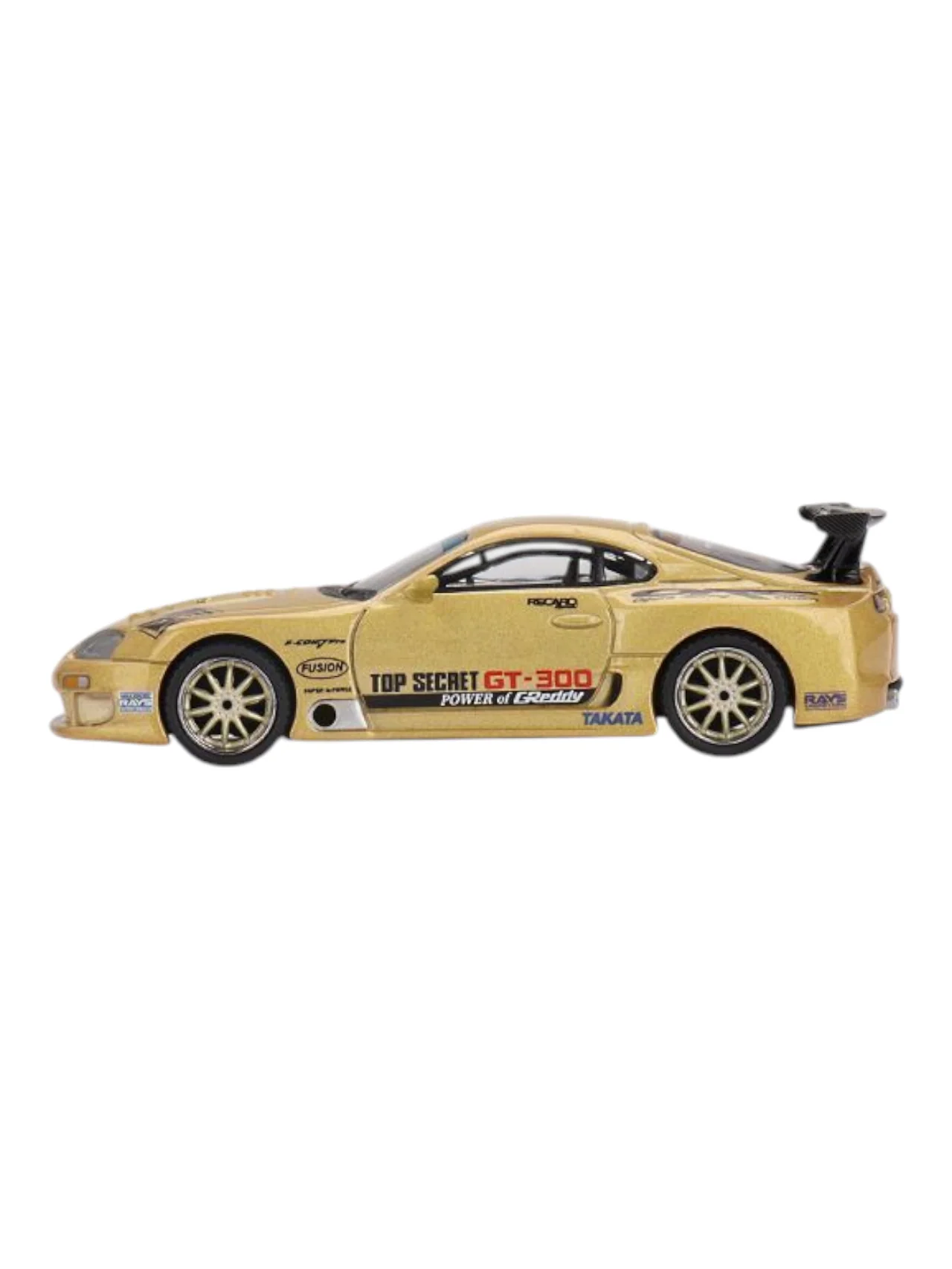 Mini GT Toyota Supra A80 (Top Secret GT-300 Top Secret Gold) 1:64 Scale - Image 4