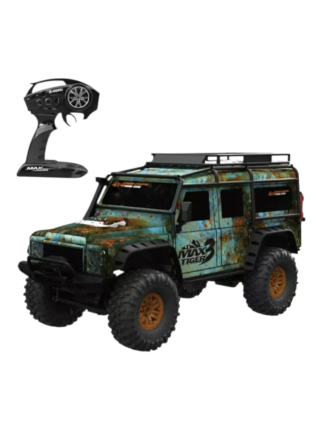 Racing Rally Max 4×4 Tiger 2.4G Radio Control High speed 15Km/H Digital Proportional Speed Control, Steering Control Front/ Back Advance Suspension System TPR Rubber High Grip Tyres with ingress protection 1:10 Scale Remote Control car - Image 2