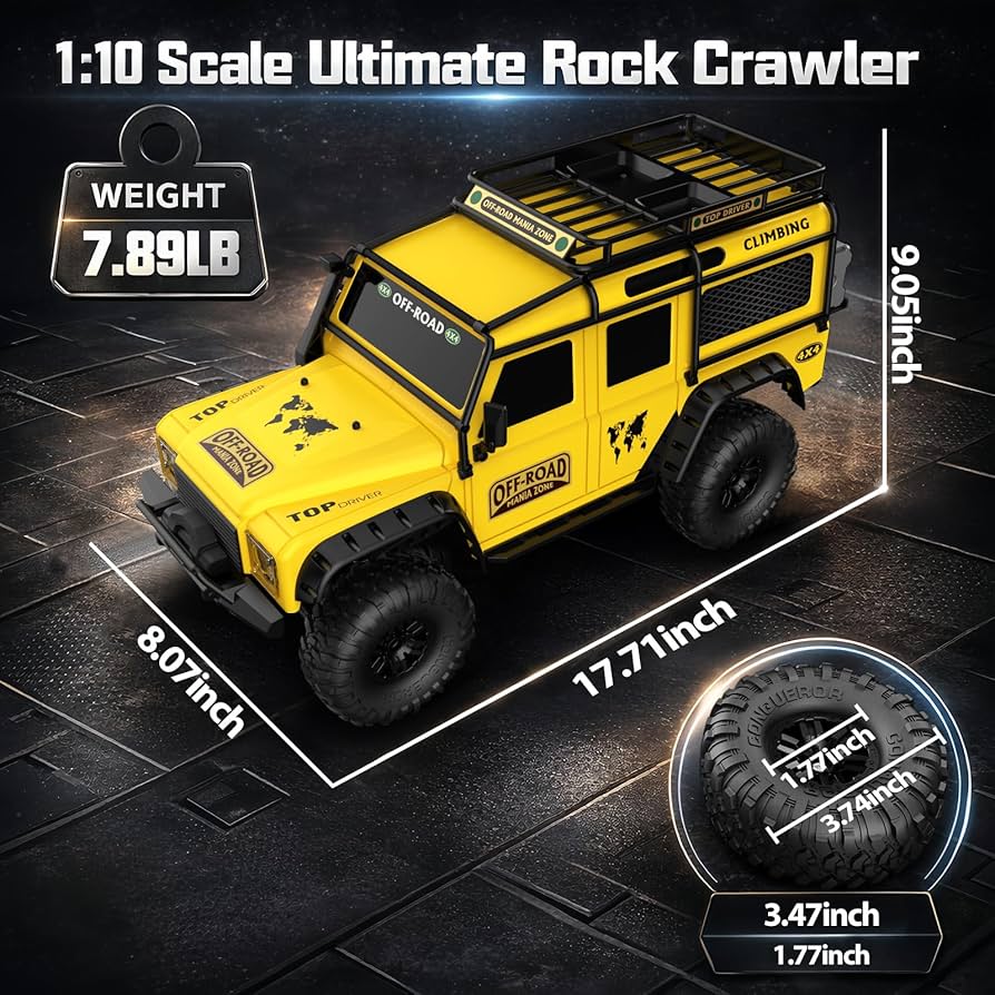 RC Cars Racing Rally RTR Remote Control Car 4WD 2.4GHz Brushed Offroad Racing Hobby Grade Model Vehicle with LED Lights 2Pcs Battery Climbing Beast 1:10 Scale - Image 2