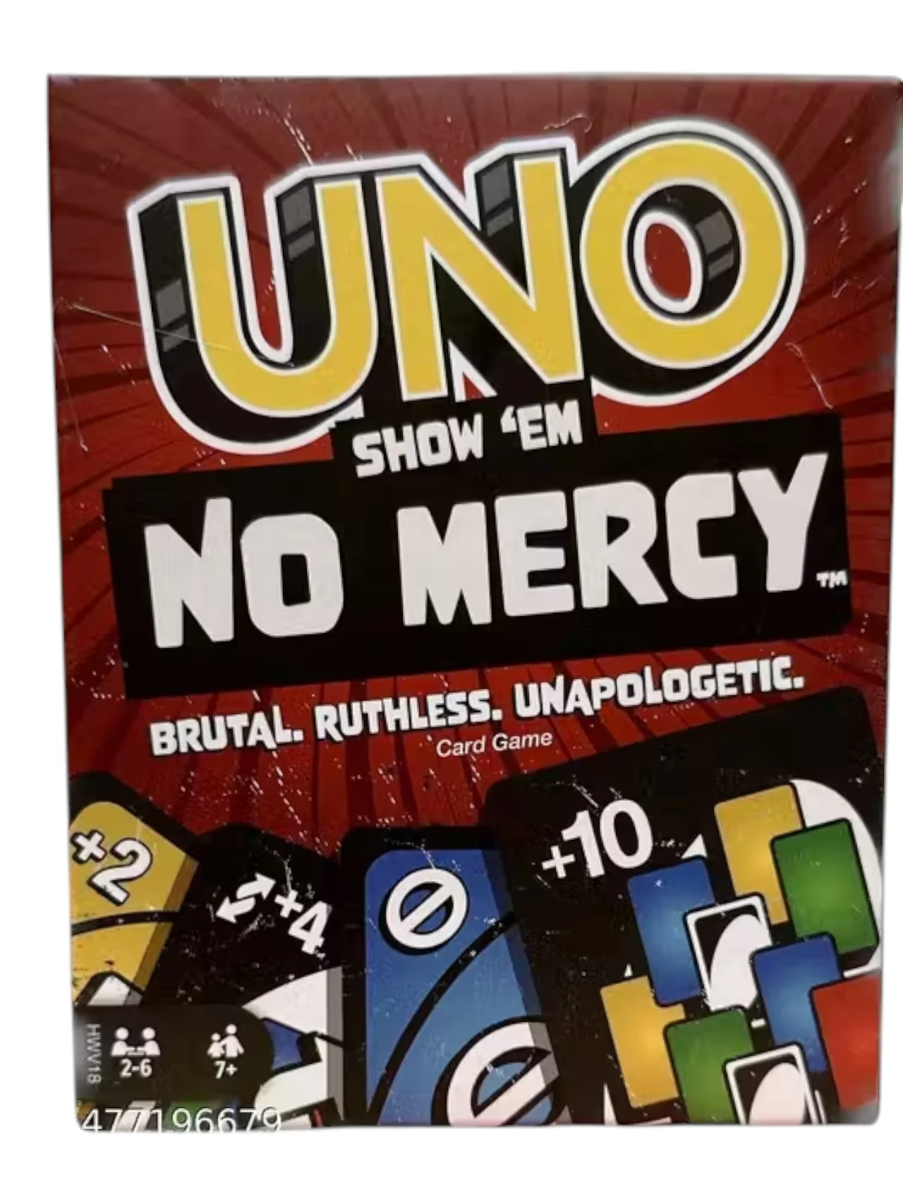 Mattel Games UNO Show 'em No Mercy Card Game for Kids, Adults & Family Parties and Travel with Extra Cards, Special Rules and Tougher Penalties
