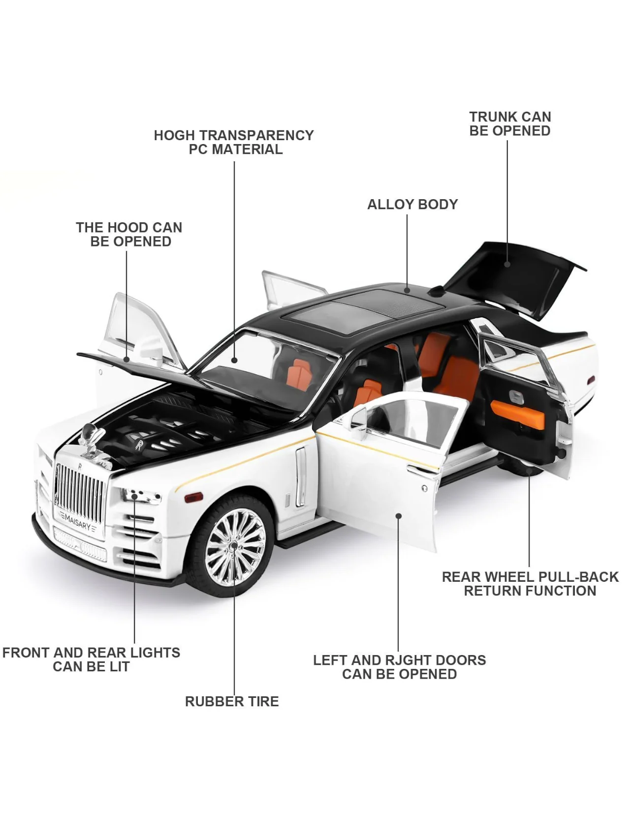 XQT Rolls Royce Phantom Alloy Car Simulation Die-Cast Model 1:22 scale - Image 5